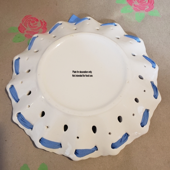 CUDLIE BABY BLUE CERAMIC BIRTH RECORD ANNOUNCEMENT PLATE SWEET BABY ANGE… - Picture 3 of 7